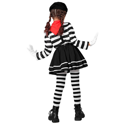 Girls Two Tone Mime Costume
