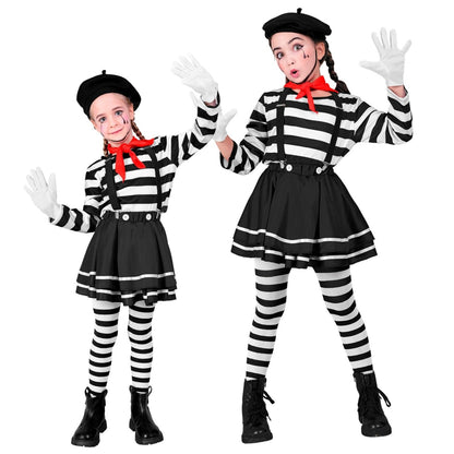 Girls Two Tone Mime Costume