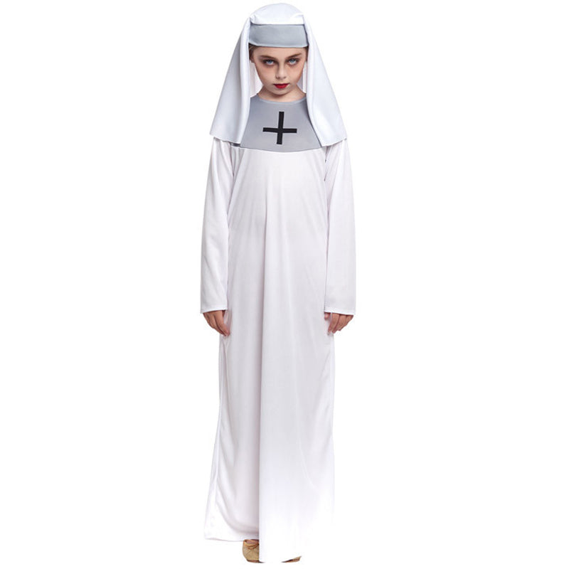 Girls Sinister White Nun Costume