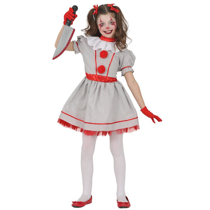 Girls Vintage IT Clown Costume 