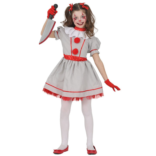 Girls Vintage IT Clown Costume 