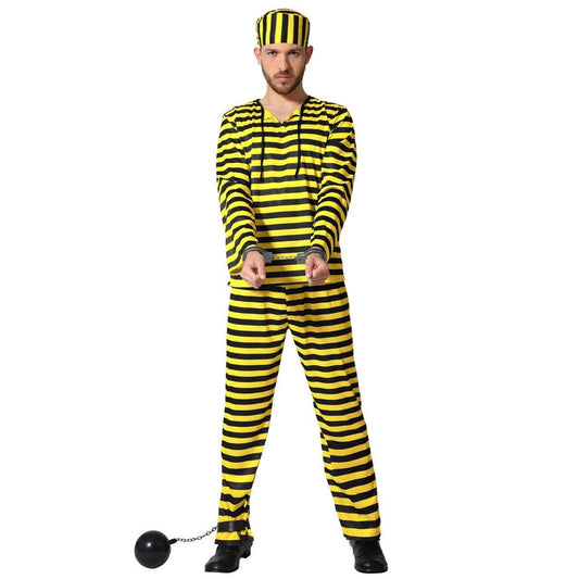 Adult Yellow Striped Prisoner Costume