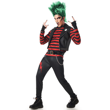 Mens Striped Punk Rocker Costume