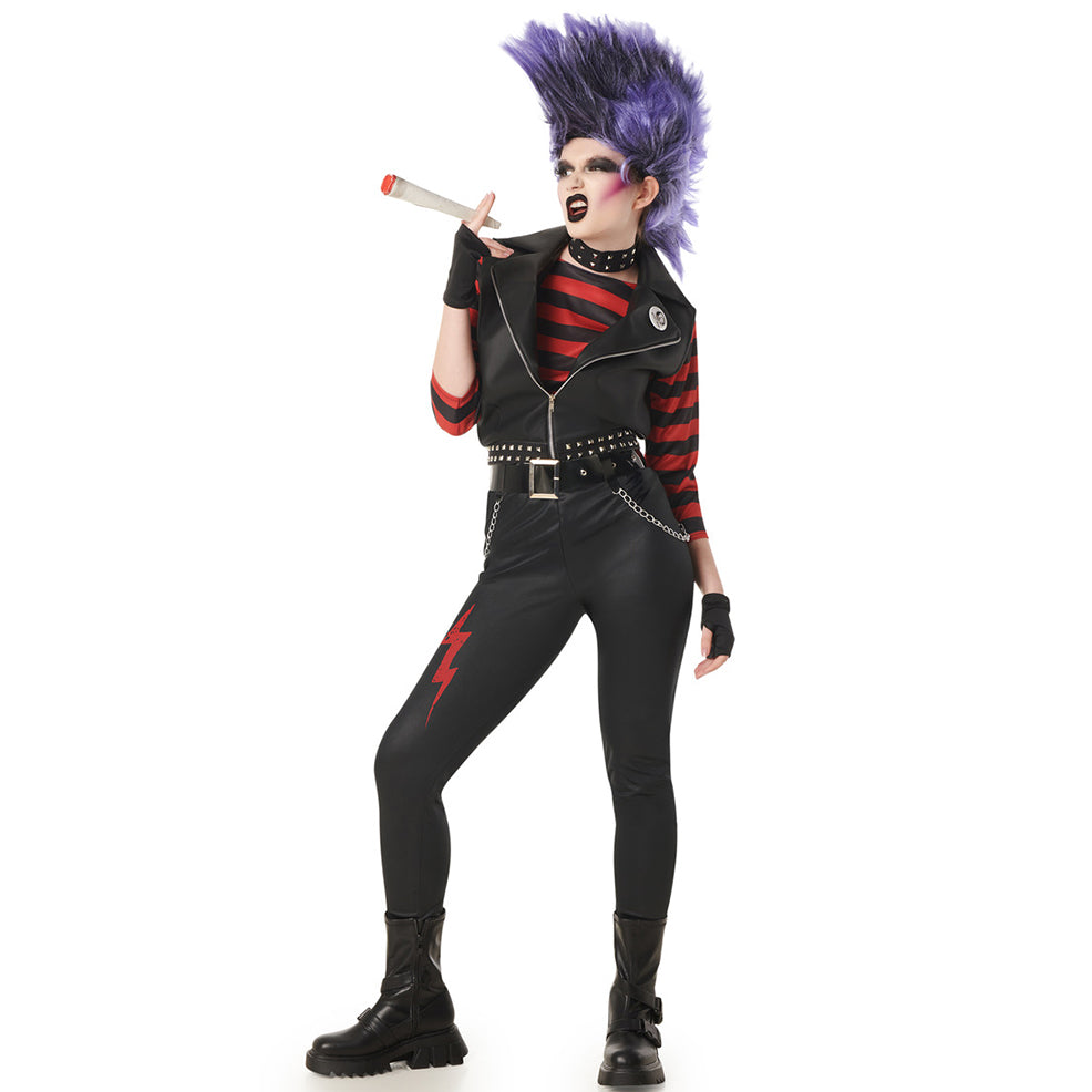 Womens Striped Punk Rocker Costume