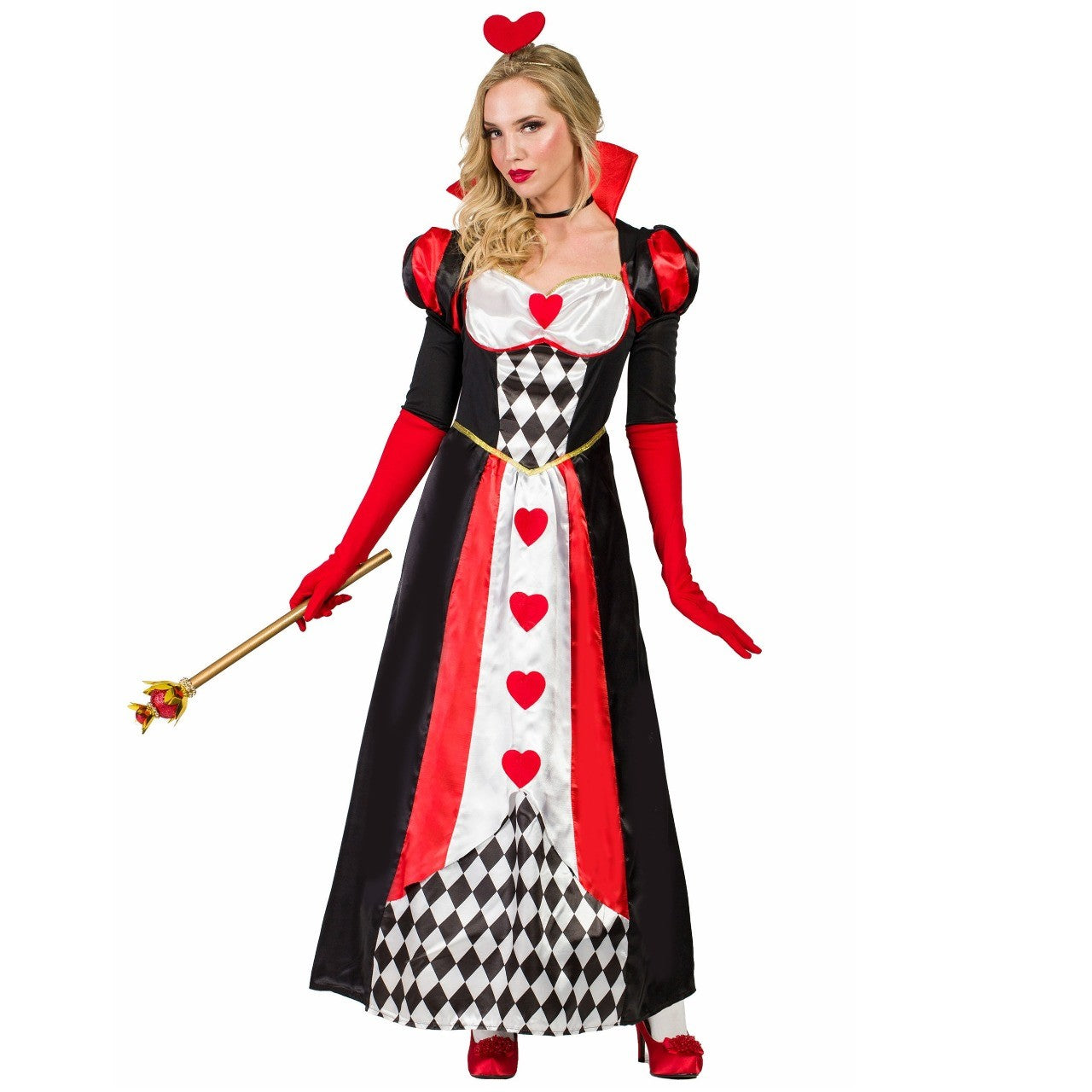 Womens Queen of Hearts Costume with Gloves