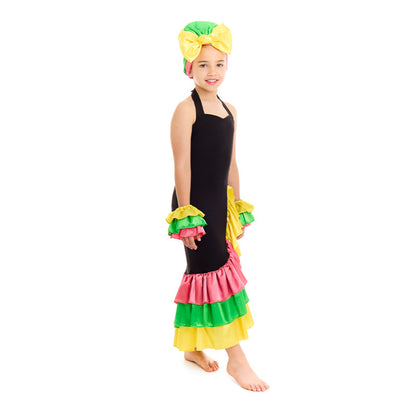 Girls Colourful Rumba Dancer Costume