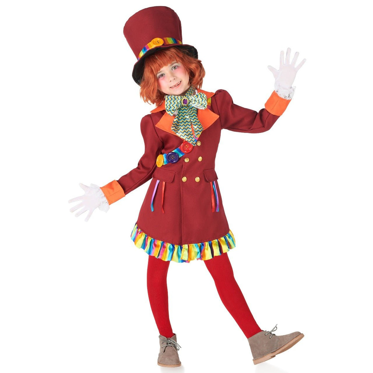 Girls Colourful Mad Hatter Costume