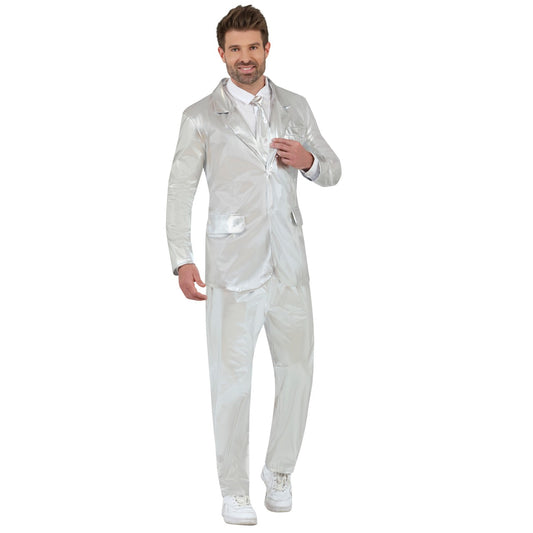 Mens Metallic Silver Suit Costume