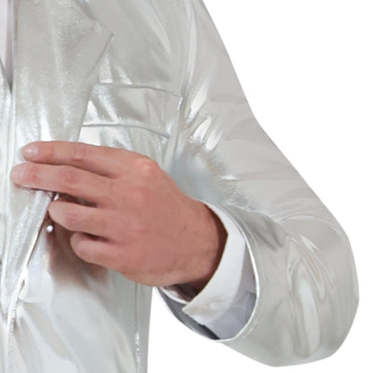 Mens Metallic Silver Suit Costume