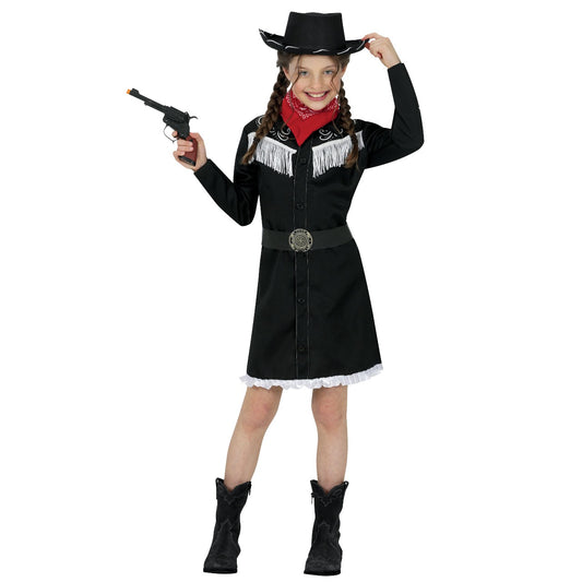 Girls Black Fringe Cowgirl Costume
