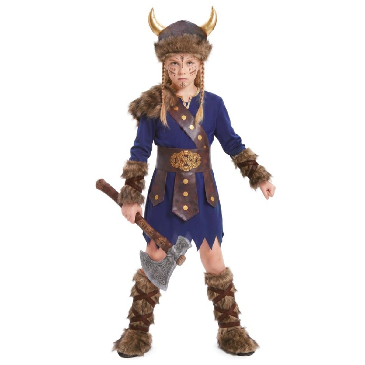 Girls Blue Viking Costume