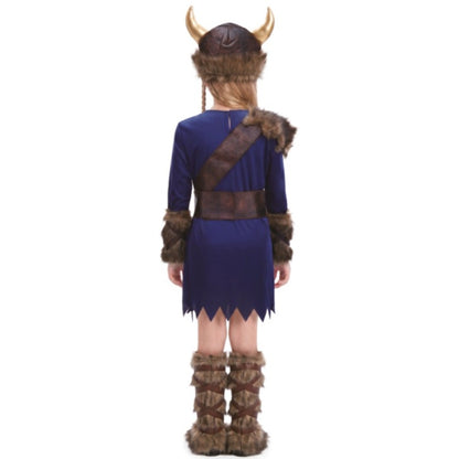Girls Blue Viking Costume