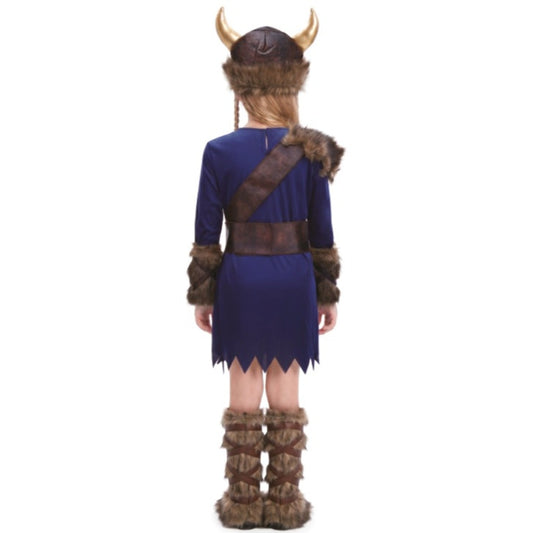 Girls Blue Viking Costume
