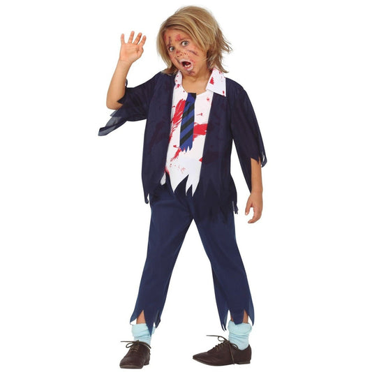 Boys Blue Schoolboy Zombie Costume