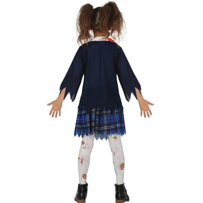 Girls Blue Schoolgirl Zombie Costume