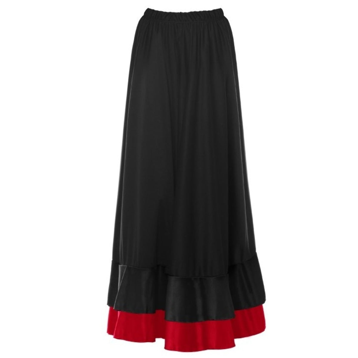 Girls Black Flamenco Skirt with Double Two Tone Flounce