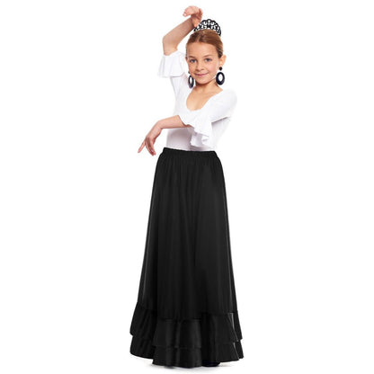 Girls Black Flamenco Skirt with Double Flounce