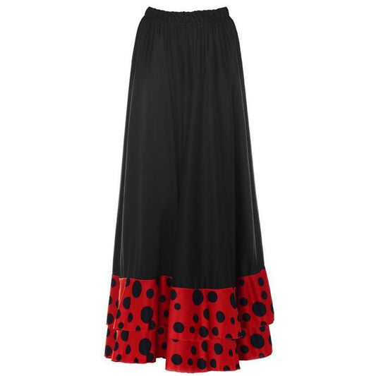 Girls Black Flamenco Skirt with Red Flounce