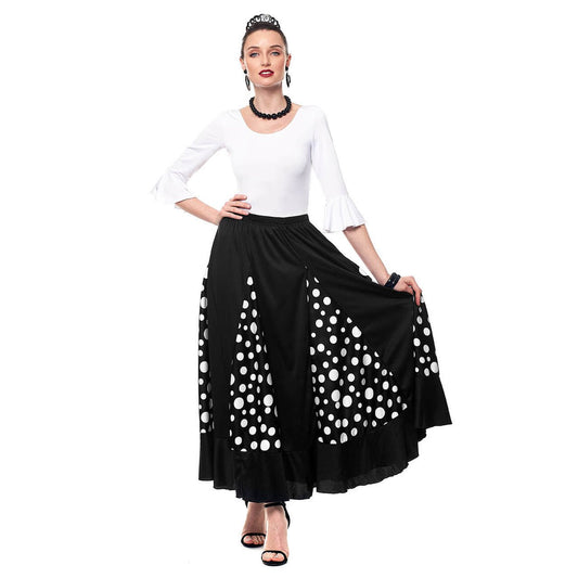 Black and White Flamenco Skirt with Godets
