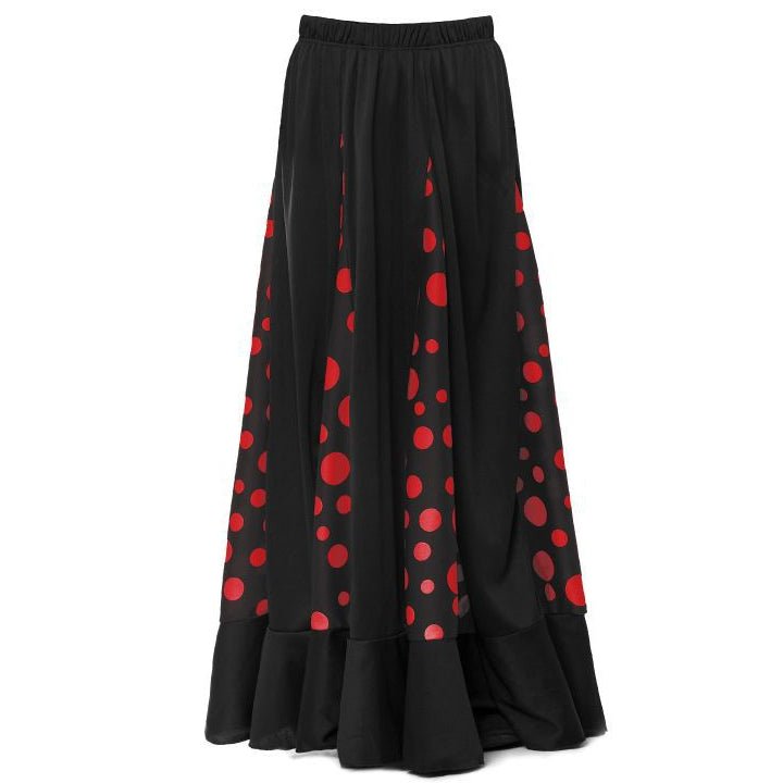 Black and Red Flamenco Skirt with Godets