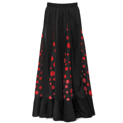 Black and Red Flamenco Skirt with Godets