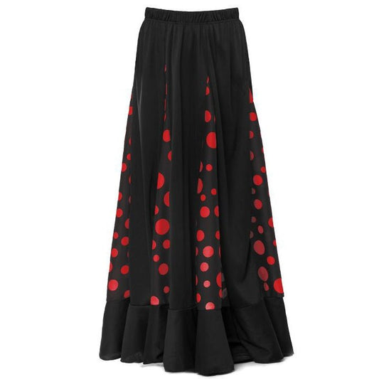 Black and Red Flamenco Skirt with Godets