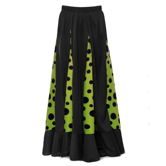 Black and Green Flamenco Skirt with Godets