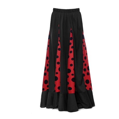 Girls Black Flamenco Skirt with Godets