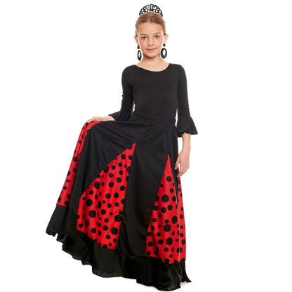 Girls Black Flamenco Skirt with Godets