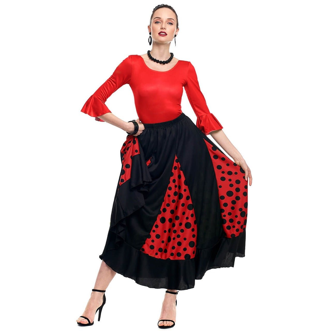 Black Flamenco Skirt with Godets
