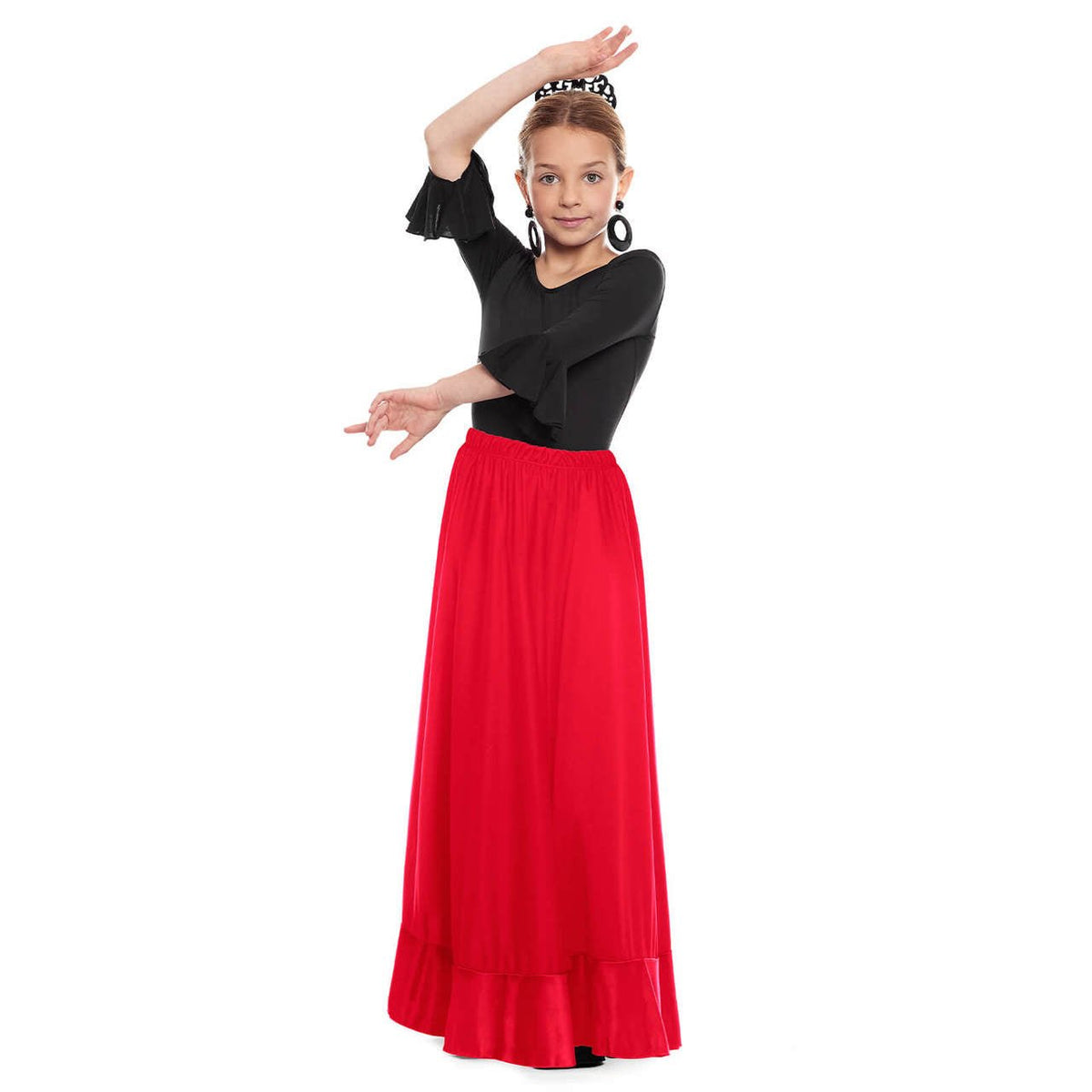 Girls Red Flamenco Practice Skirt