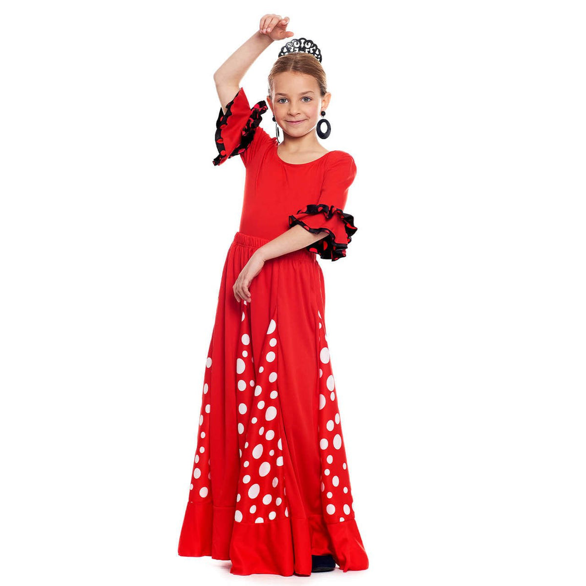Girls Red Flamenco Skirt with Godets