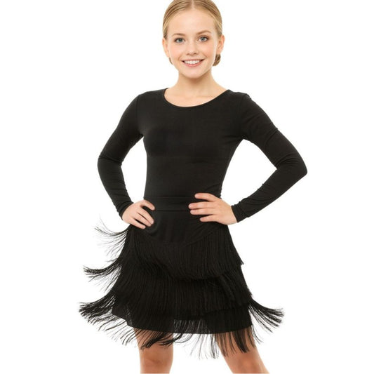 Girls Black Fringe Skirt