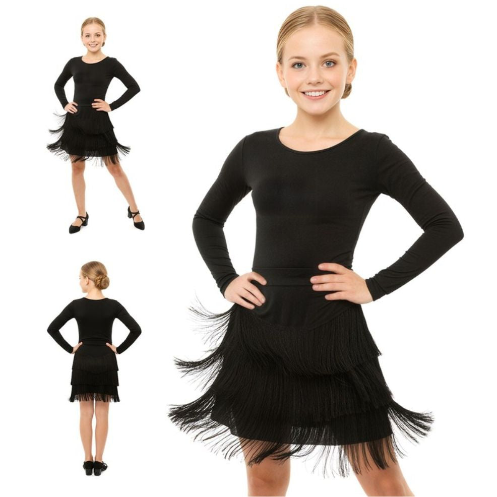 Girls Black Fringe Skirt