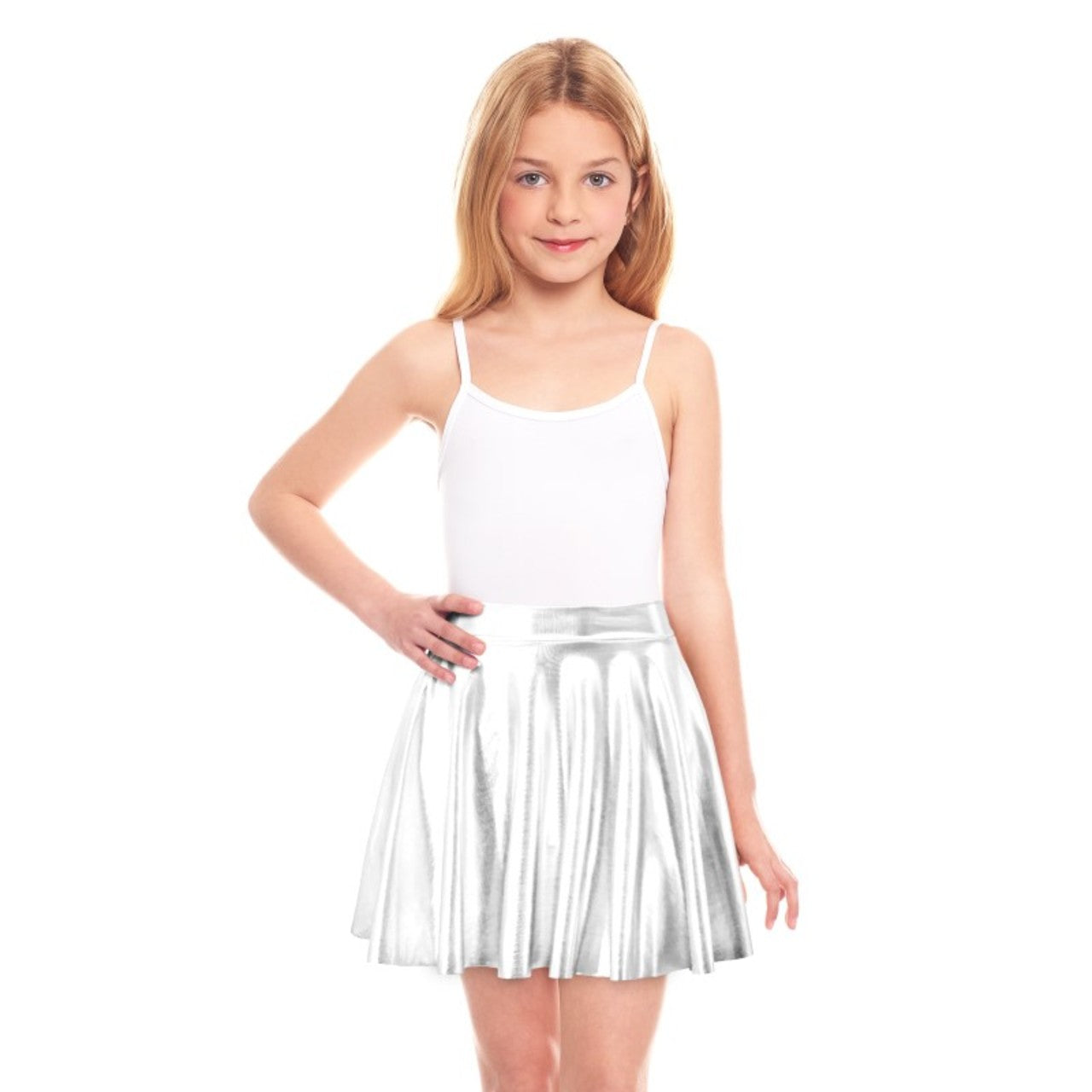 Girls Silver Metallic Skirt