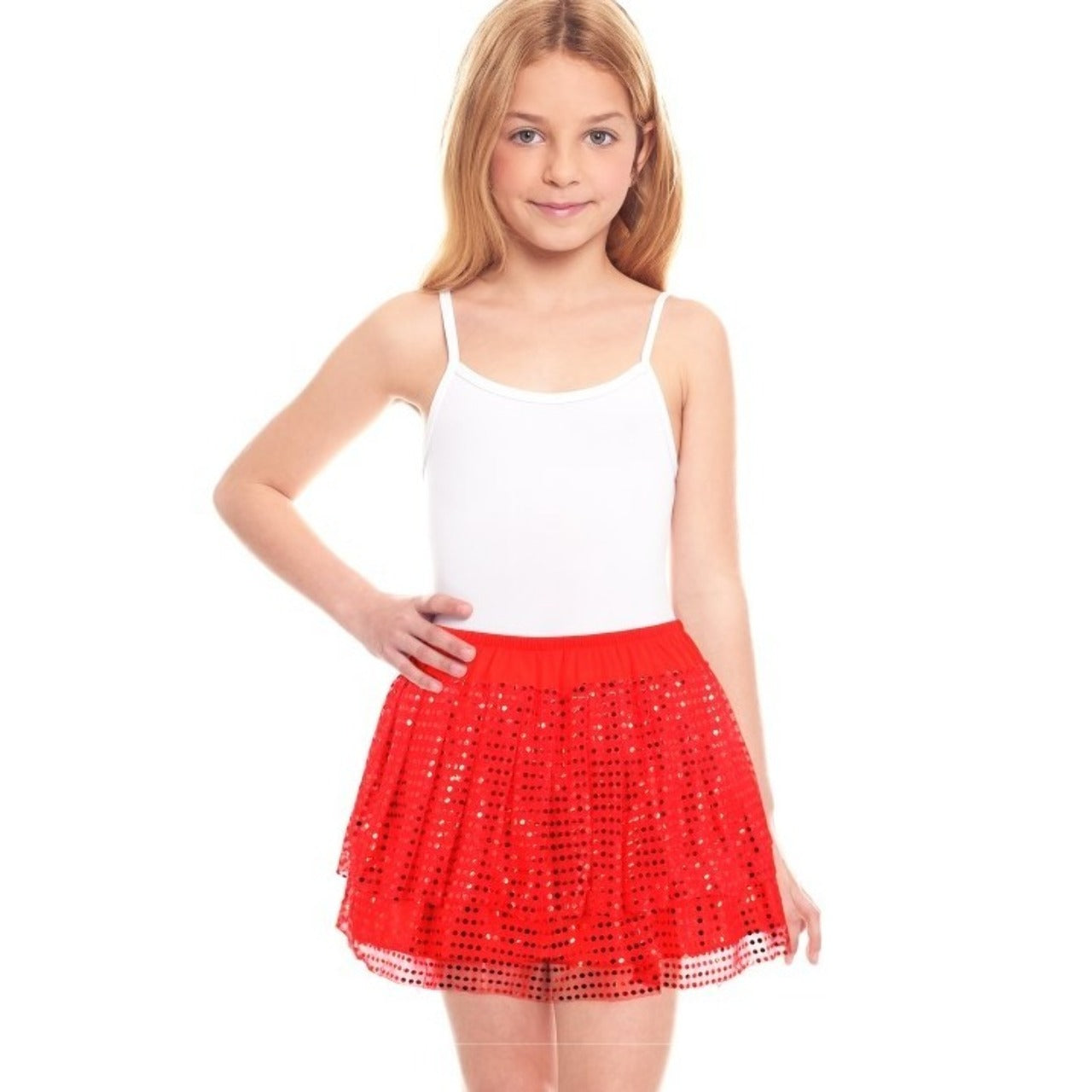 Girls Shiny Red Skirt