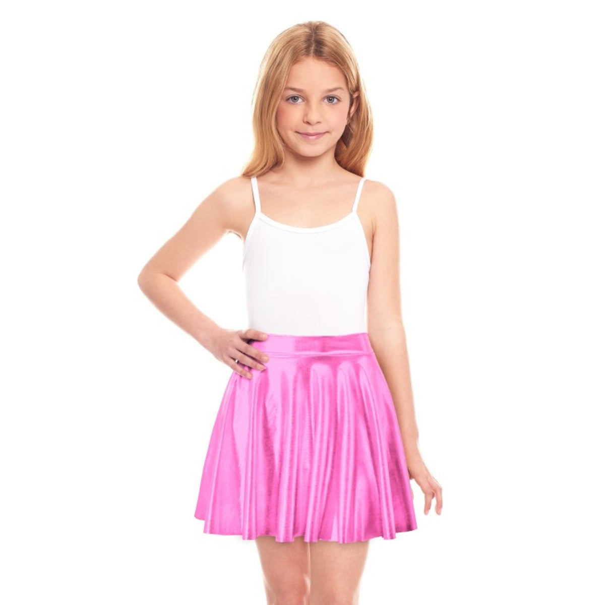 Girls Pink Metallic Skirt