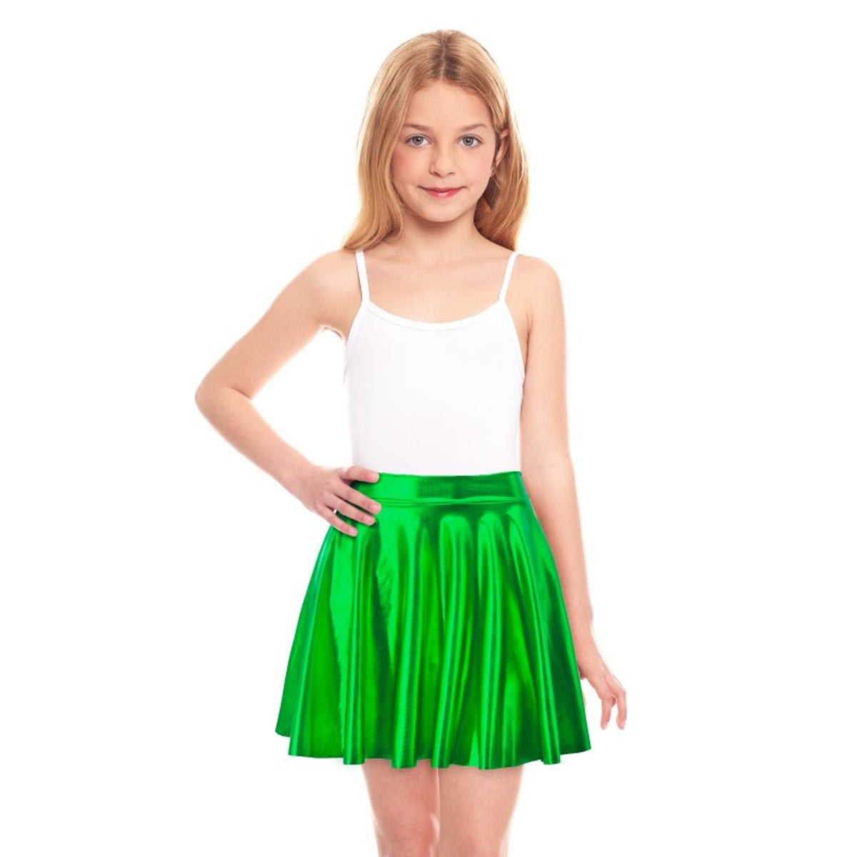 Kids Metallic Green Skirt