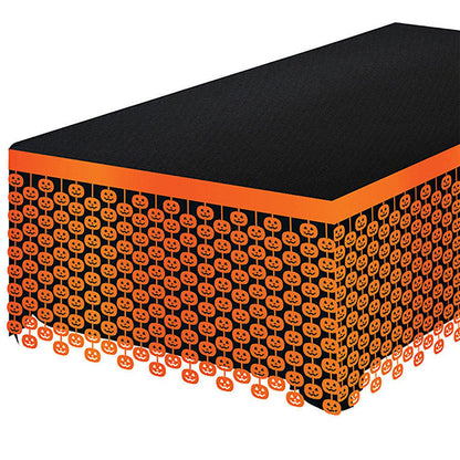 Orange Skulls Table Skirt