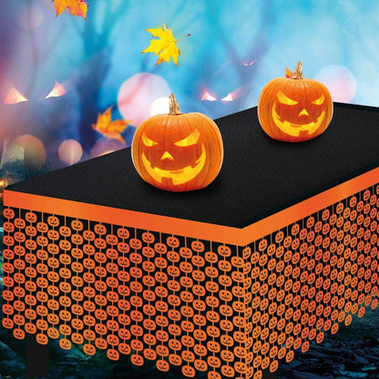 Orange Skulls Table Skirt