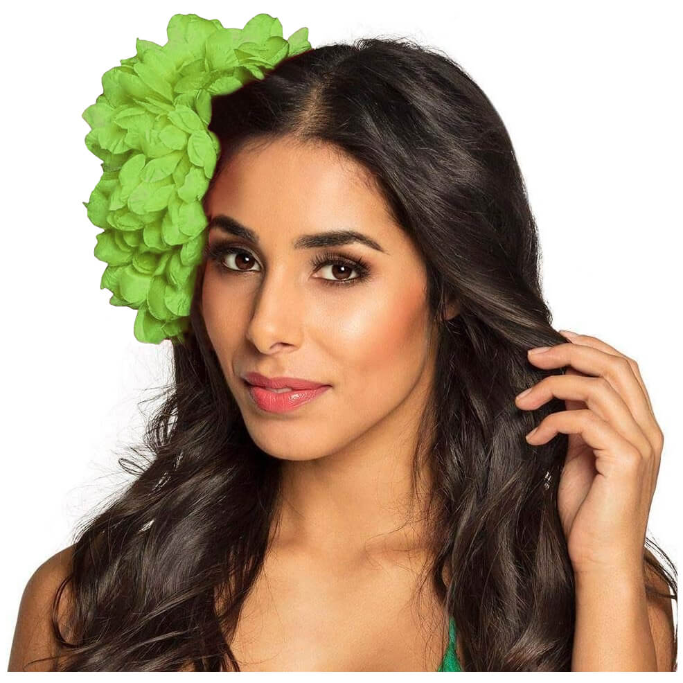 Green Hawaiian Flower Hair Clip