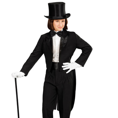 Kids Black Satin Collar Tailcoat