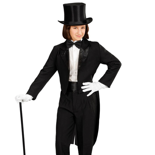 Kids Black Satin Collar Tailcoat