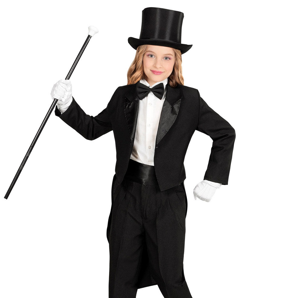 Kids Black Satin Collar Tailcoat