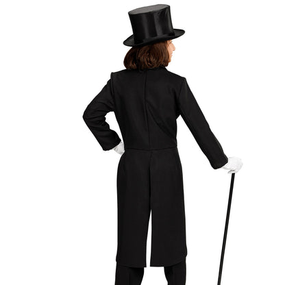 Kids Black Satin Collar Tailcoat