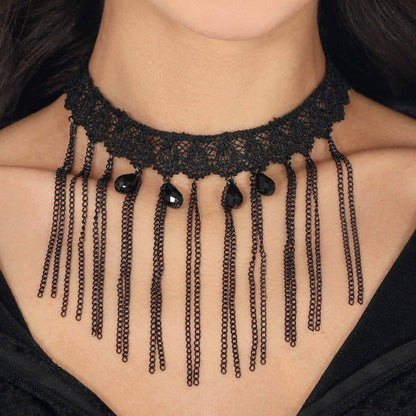 Gothic Lace Choker with Chains
