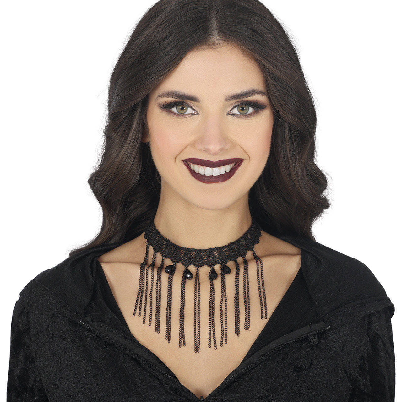 Gothic Lace Choker with Chains