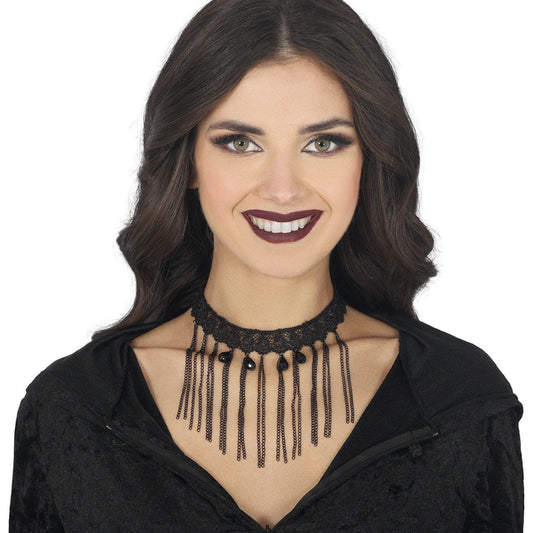 Gothic Lace Choker with Chains