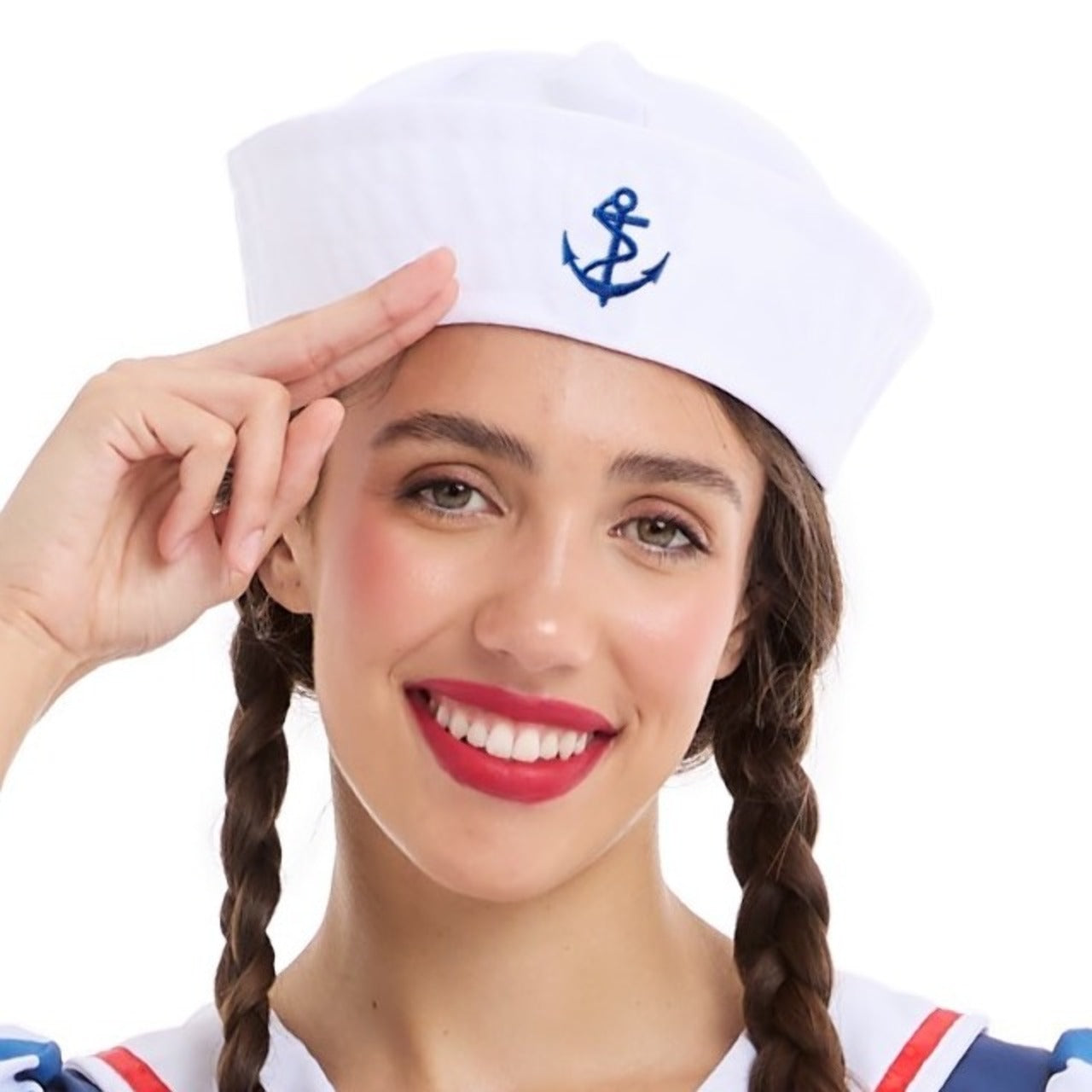 White Sailor Cap with Anchor