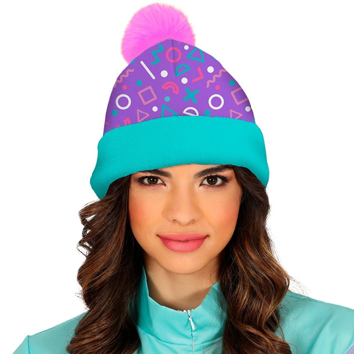 Blue and Pink Wool Beanie
